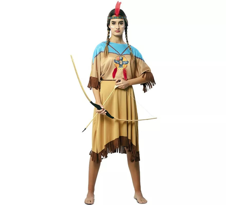 Disfraz de India Apache en vestido con tocado para mujer