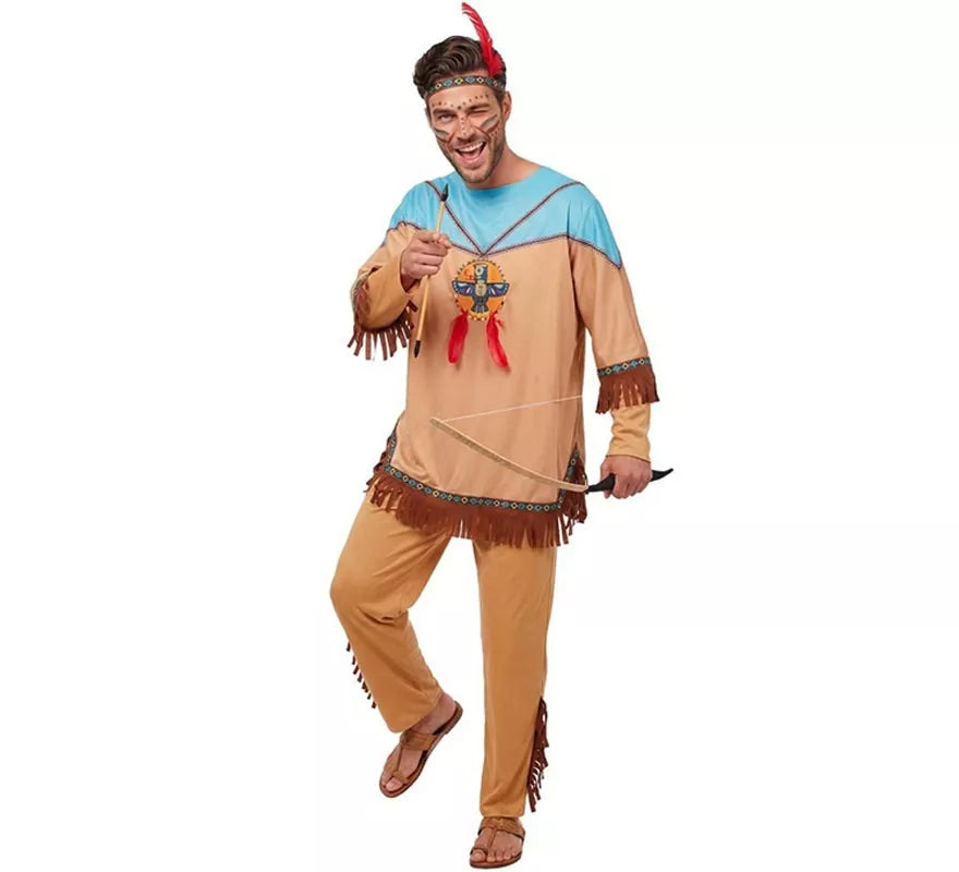 Translation missing: en.Disfraz de Indio Apache con tocado para hombre
