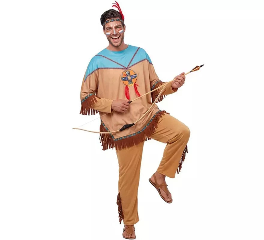 Disfraz de Indio Apache con tocado para hombre