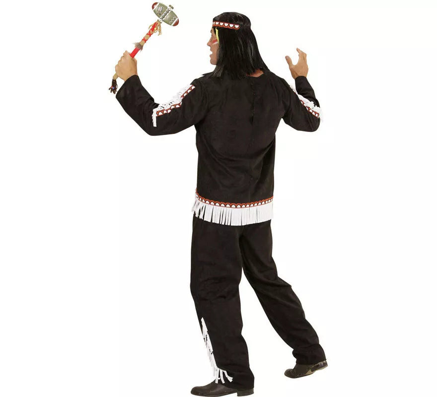 Disfraz de Indio Negro con Flecos para hombre