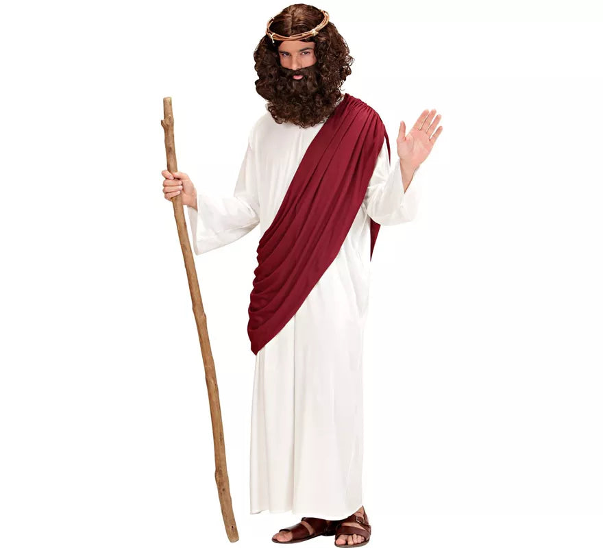Disfraz de Jesús El Mesías o Profeta con bastón para hombre