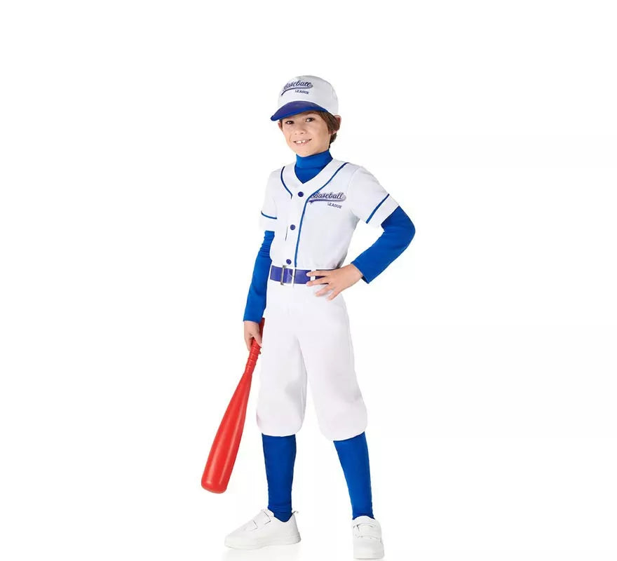 Translation missing: en.Disfraz de Jugador de Béisbol blanco y azul para niños