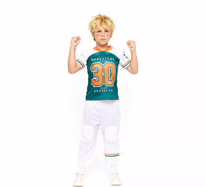 Disfraz de Jugador de Rugby verde y blanco para niño