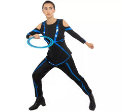 Costume da giocatrice di videogiochi nero e blu per donna
