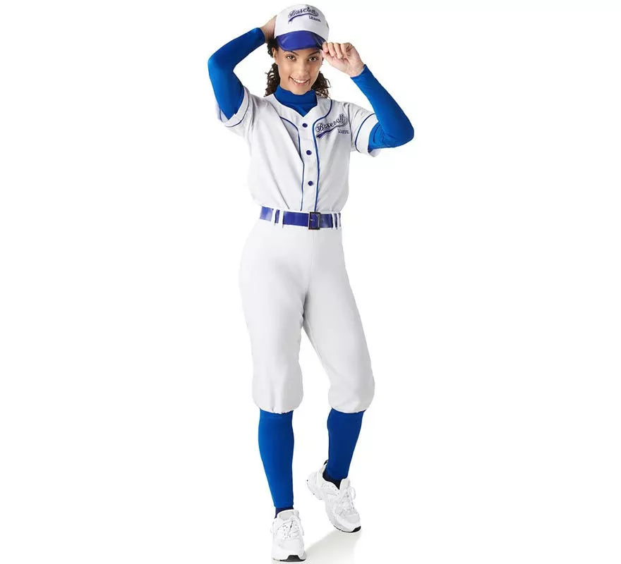 Translation missing: en.Disfraz de Jugadora de Béisbol blanco y azul para mujer
