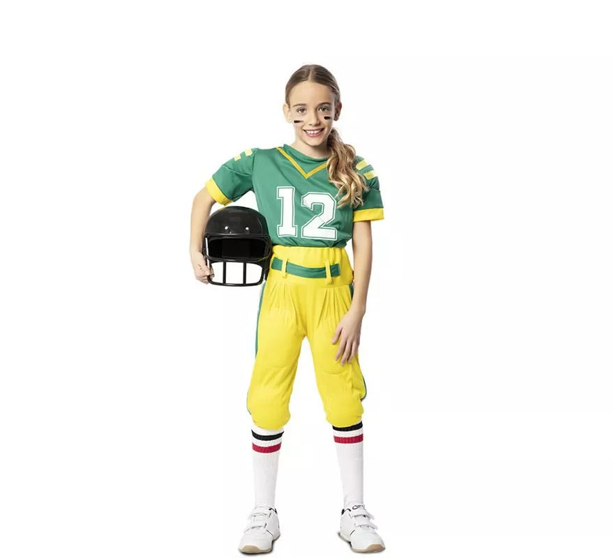 Disfraz de Jugadora de Fútbol Americano Verde para niña