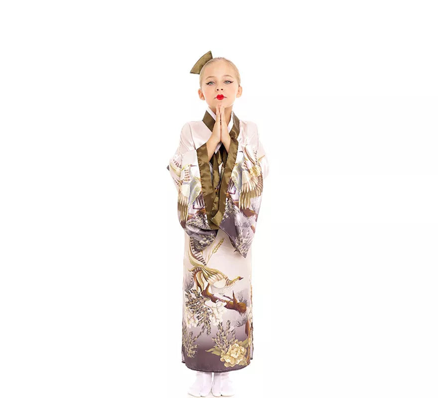 Disfraz de Kimono Japonés Tradicional color pastel para niña