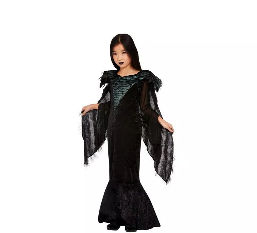 Disfraz de la Princesa Cuervo Elegante negro para niña