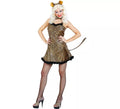 Disfraz de Leopardo en vestido amarillo para mujer