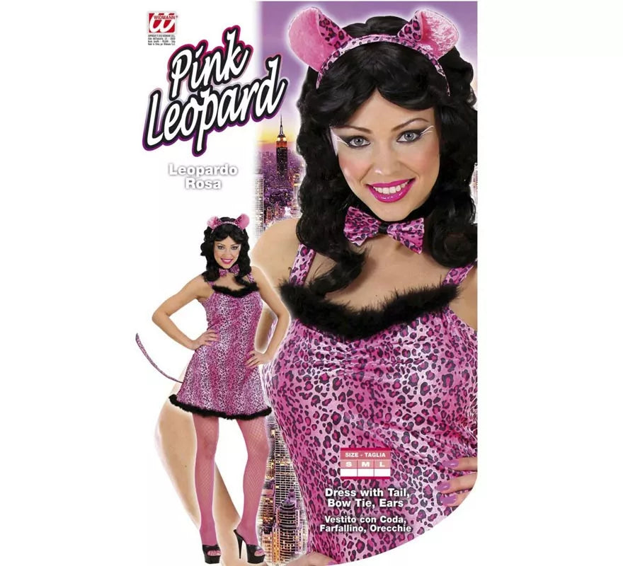 Disfraz de Leopardo en vestido rosa para mujer