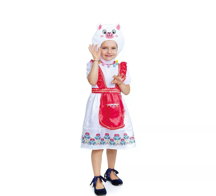 Translation missing: en.Disfraz de Llama blanca en vestido con gorro para bebé