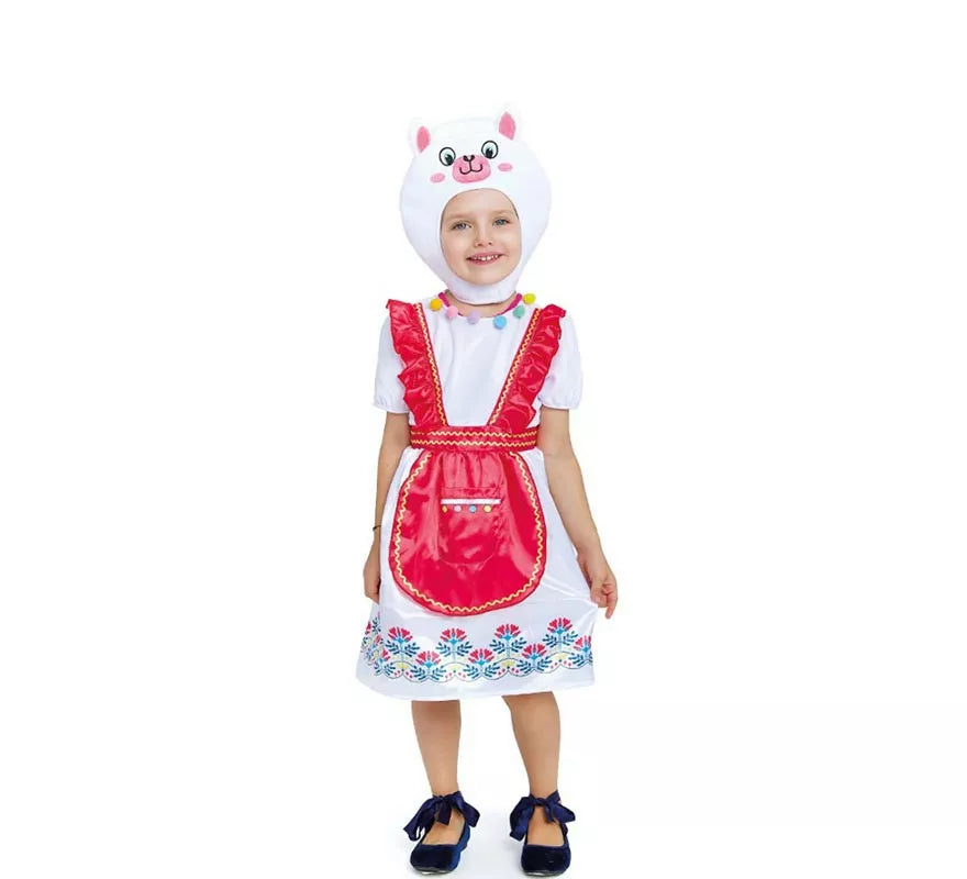 Translation missing: en.Disfraz de Llama blanca en vestido con gorro para bebé