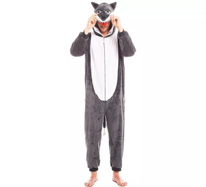 Disfraz de Lobo gris con capucha para adultos