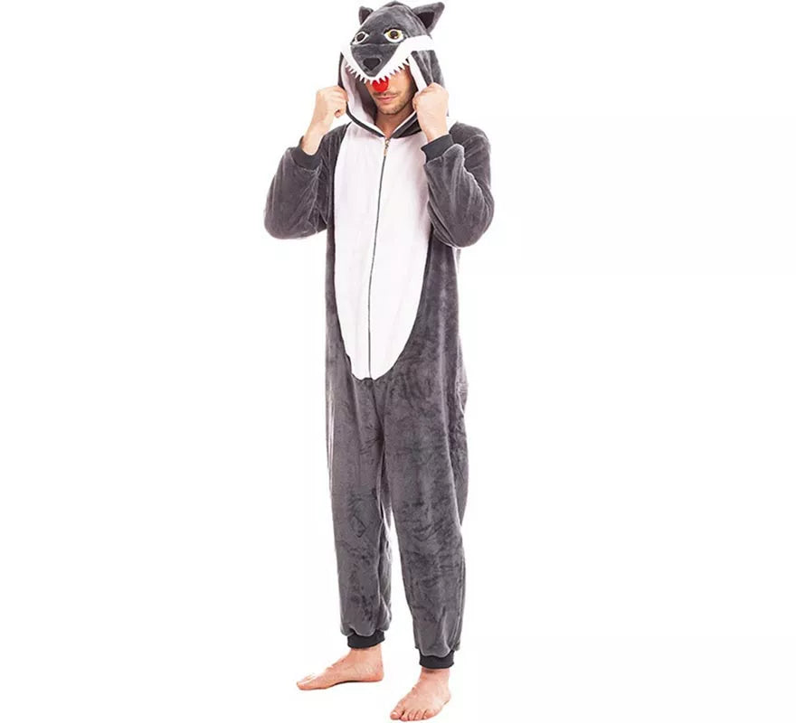 Disfraz de Lobo gris con capucha para adultos