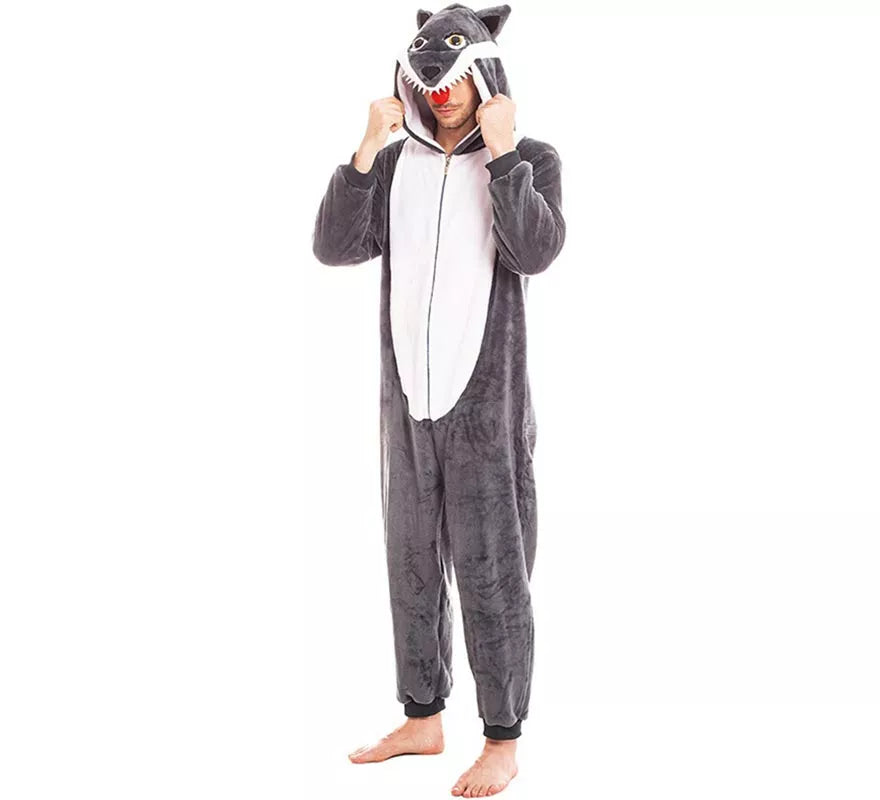 Disfraz de Lobo gris con capucha para adultos