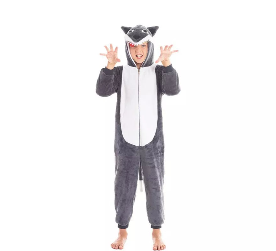 Disfraz de Lobo gris con capucha para niño