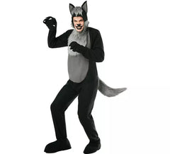 Black Furry Wolf Costume for Adults