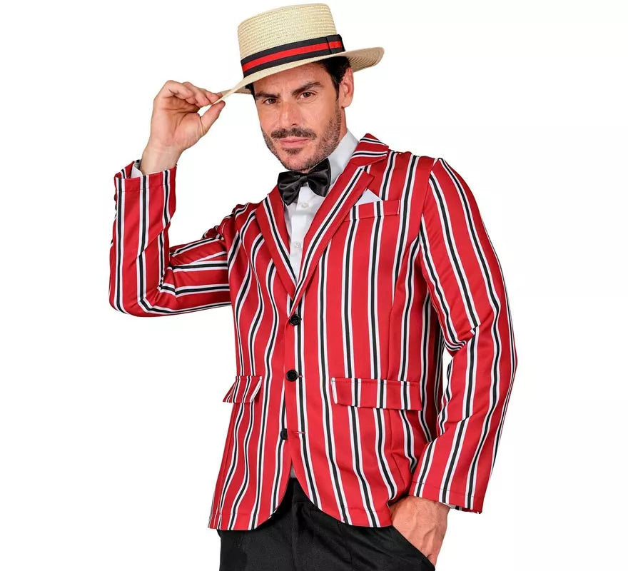 Disfraz de los años 20 rojo a rayas para hombre