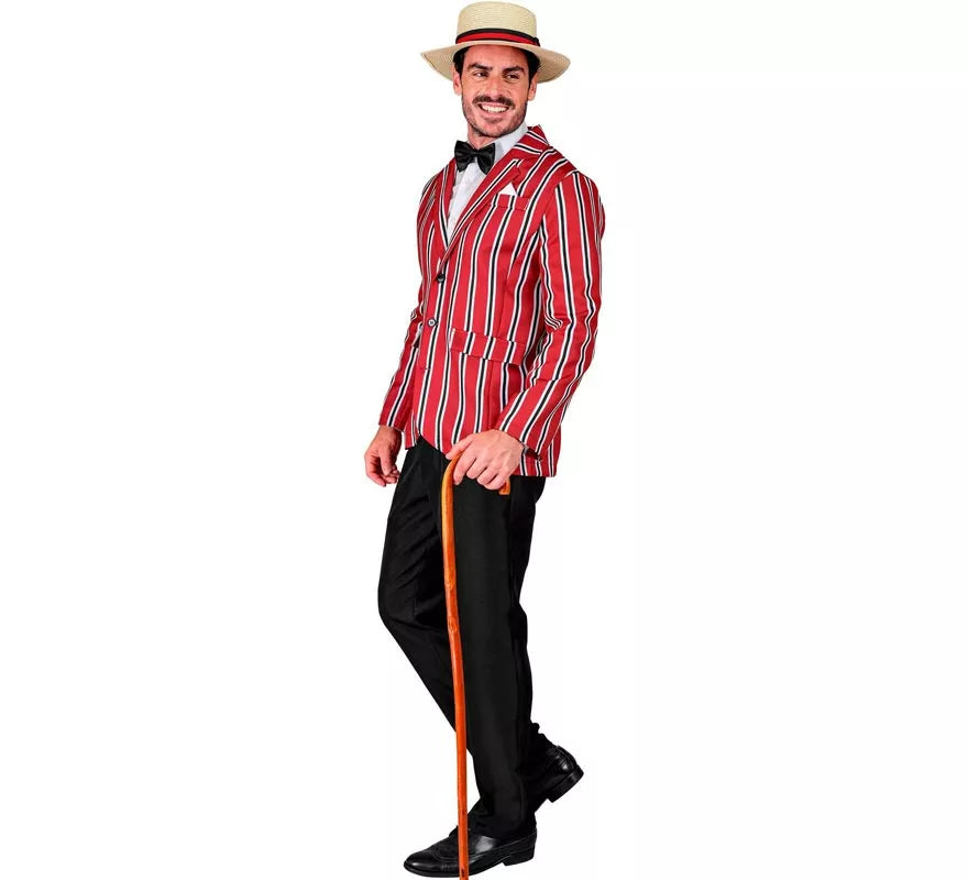 Disfraz de los años 20 rojo a rayas para hombre