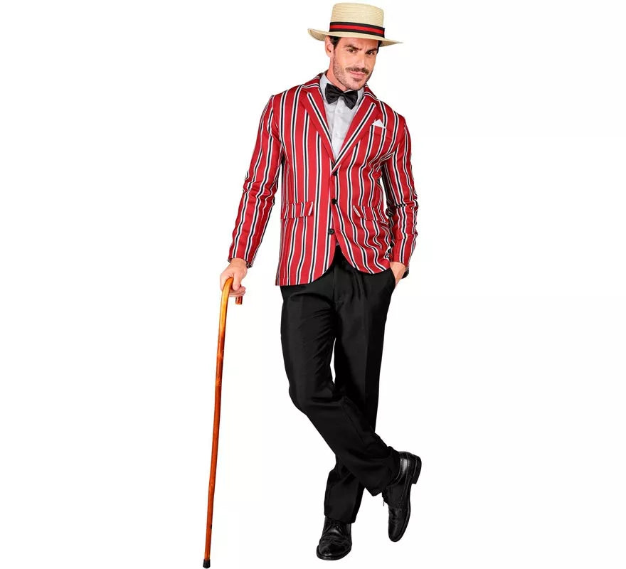 Disfraz de los años 20 rojo a rayas para hombre