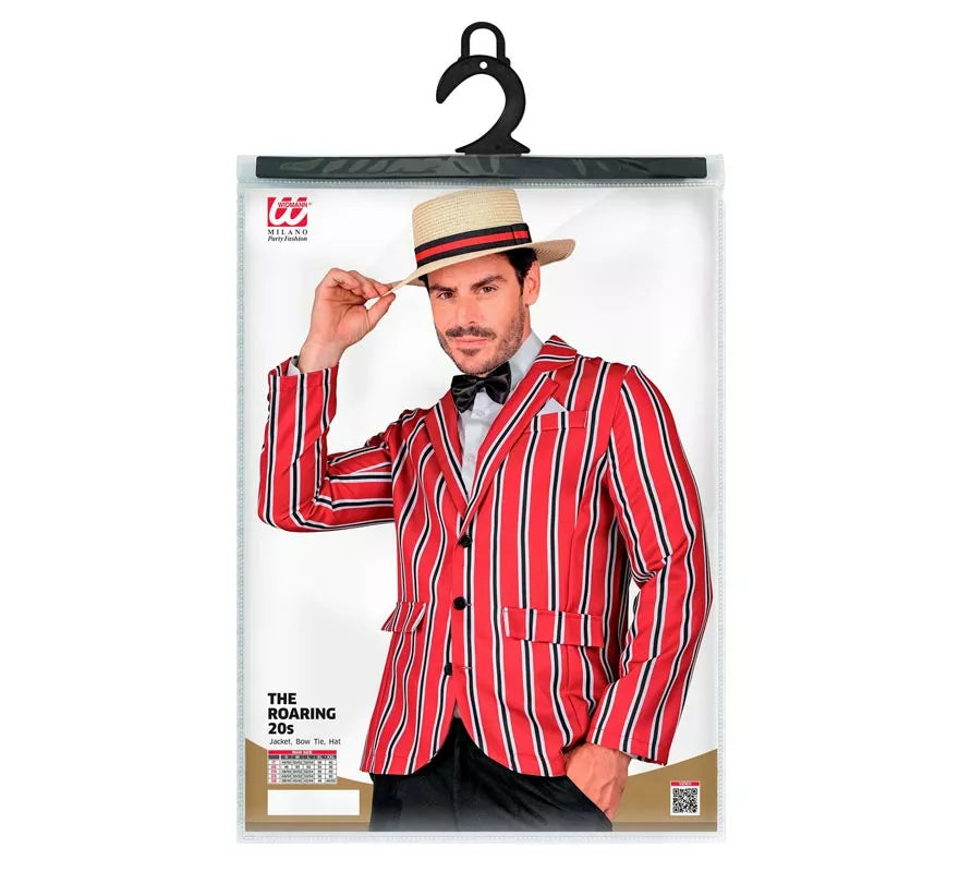 Disfraz de los años 20 rojo a rayas para hombre