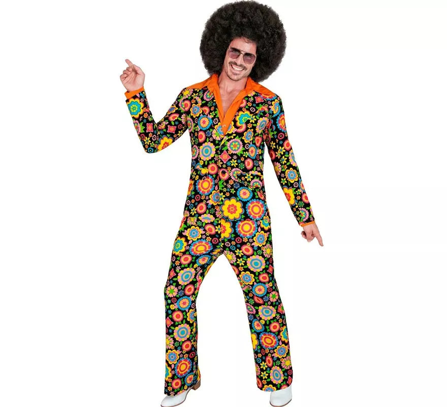 Disfraz de los años 60 Flores naranja para hombre
