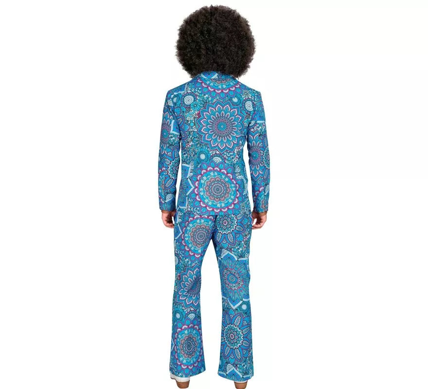 Disfraz de los años 60 Mandala azul para hombre
