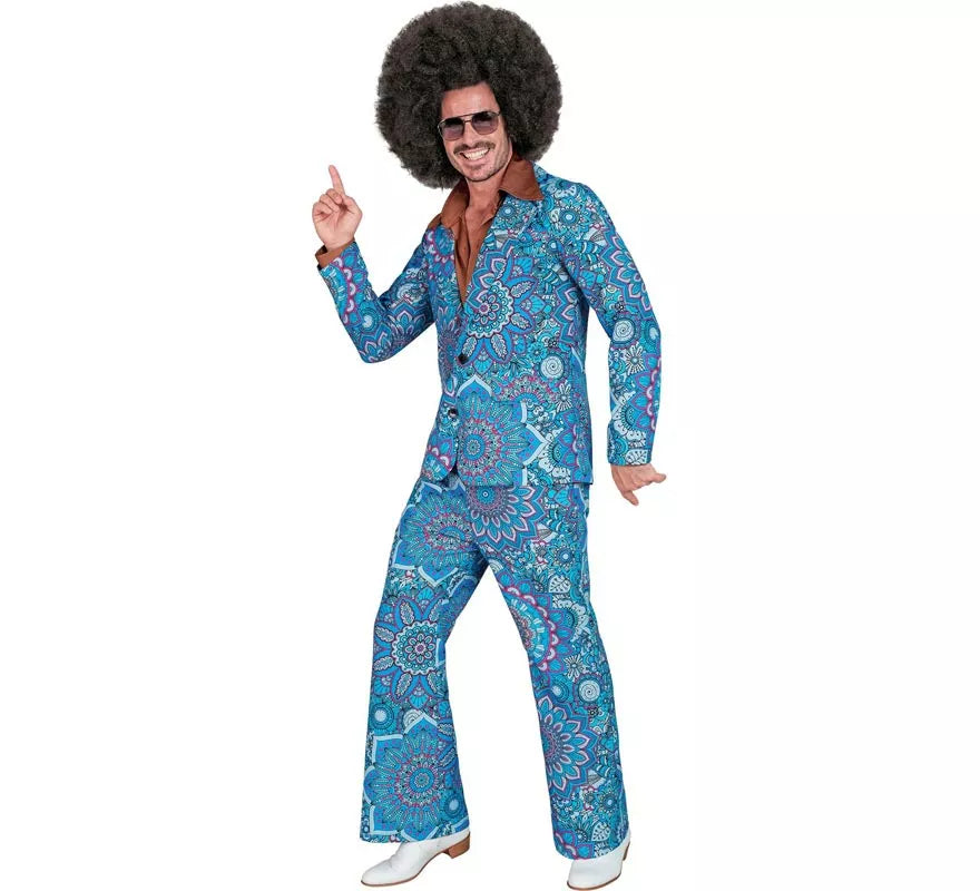 Disfraz de los años 60 Mandala azul para hombre
