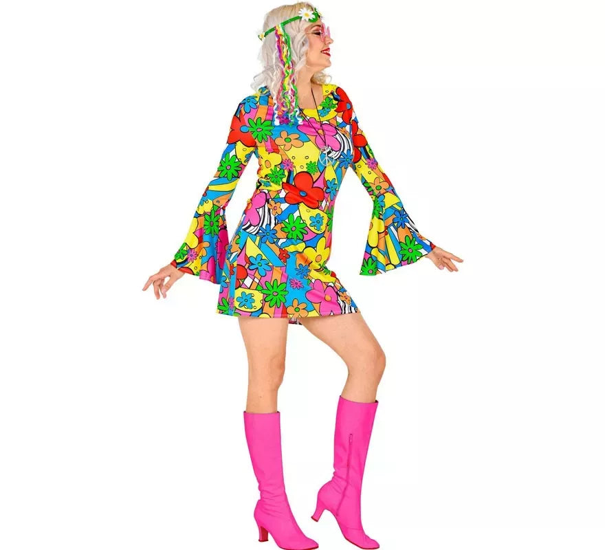 Disfraz de los años 60 Poder Floral para mujer