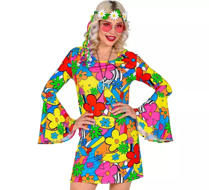 Disfraz de los años 60 Poder Floral para mujer