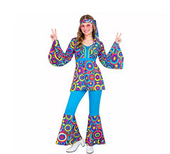 70s Flared Blue Bubbles Costume for Women