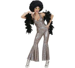 70s Disco Costume Silver Jumpsuit for Women