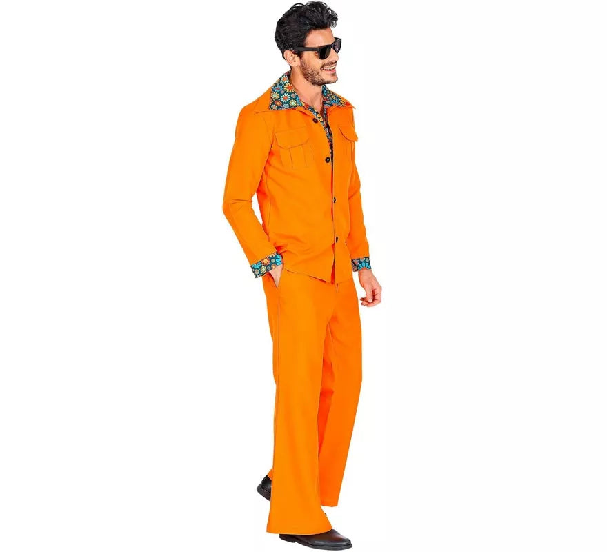 Disfraz de los años 70 Disco naranja para hombre