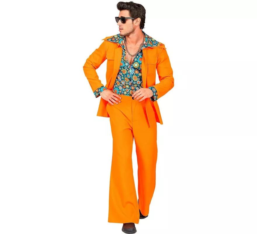 Disfraz de los años 70 Disco naranja para hombre