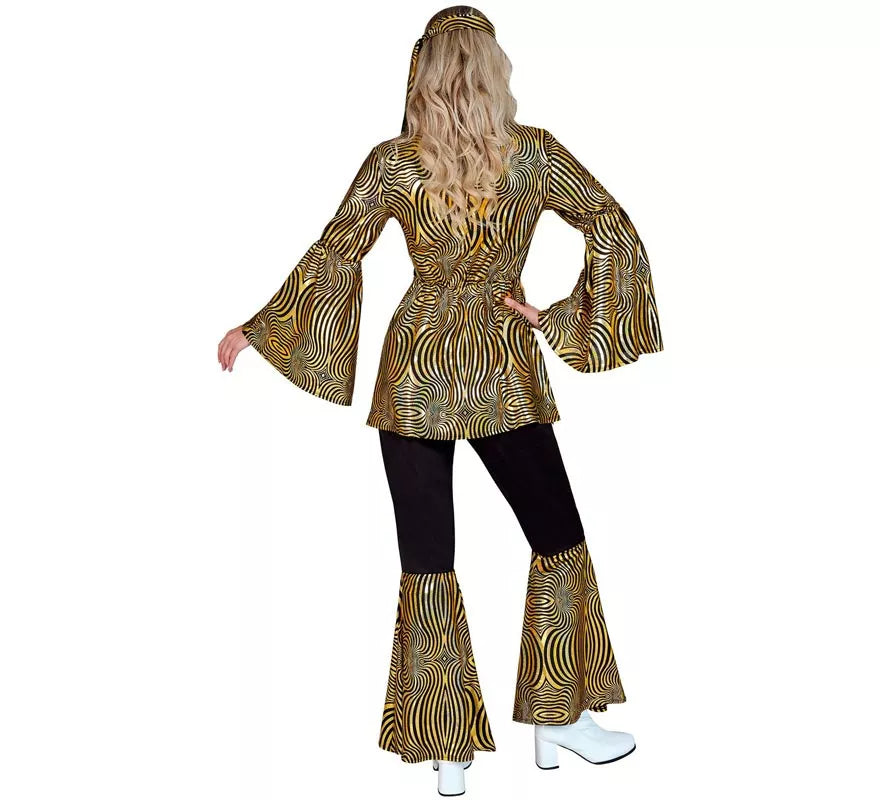 Disfraz de los años 70 Disco Olas doradas para mujer