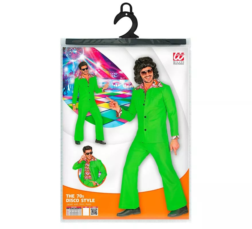 Disfraz de los años 70 Disco verde neón para hombre