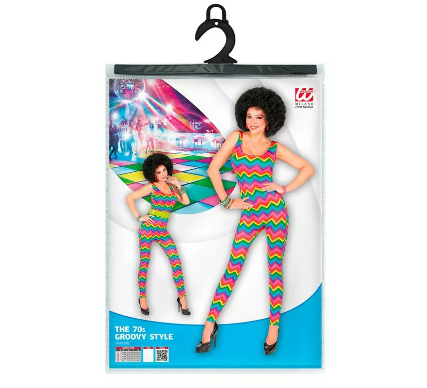 Disfraz de los Años 70 Ondas multicolor para mujer