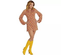 70s costume with orange diamonds for women
