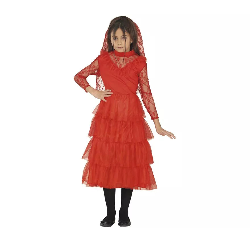 Disfraz de Lydia Novia rojo Bitelchús para niña