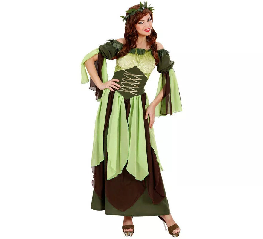 Translation missing: en.Disfraz de Madre Naturaleza Verde Medieval para mujer