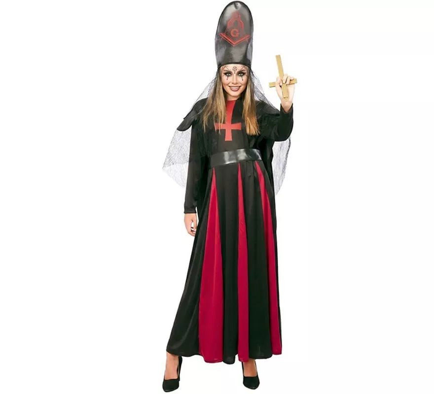 Disfraz de Madre Sacerdotisa Diabólica con sombrero para mujer