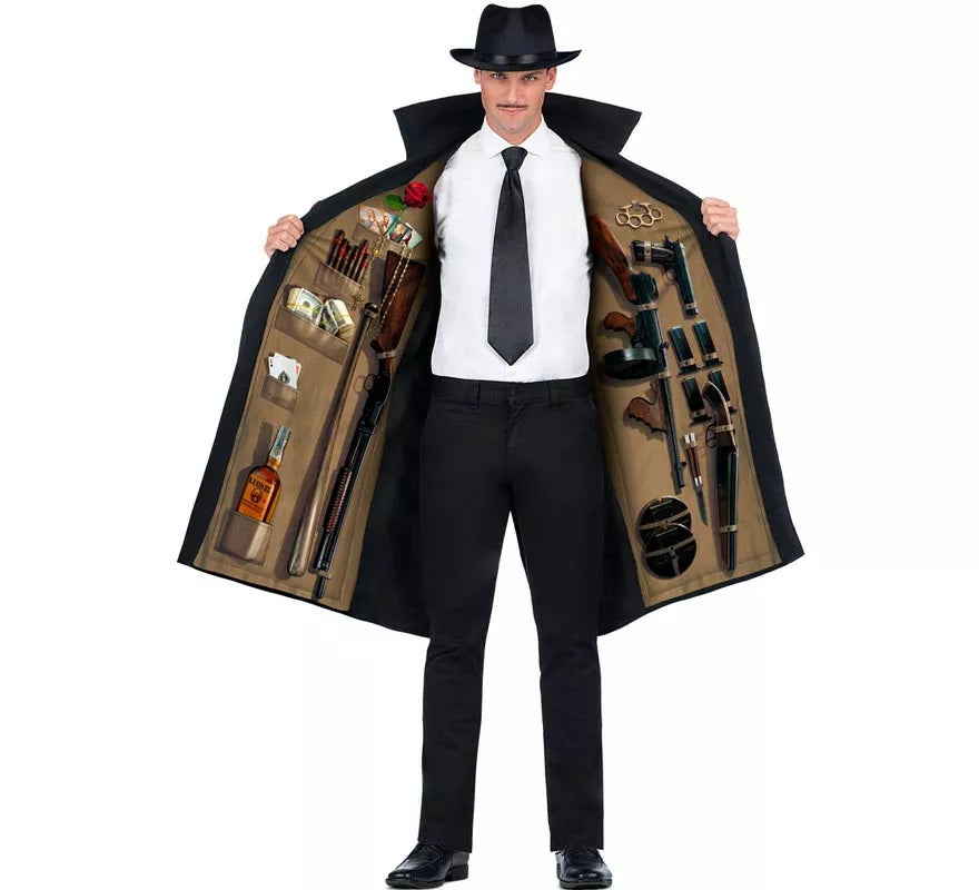 Translation missing: en.Disfraz de Mafioso años 70 con sombrero para hombre