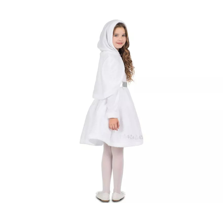 Translation missing: en.Disfraz de Mamá Noel blanca con capucha para niña
