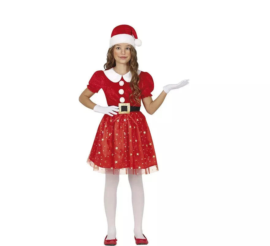 Translation missing: en.Disfraz de Mamá Noel brillante con cinturón para niña