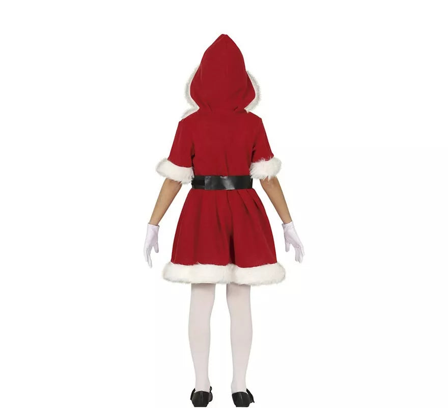 Disfraz de Mamá Noel en vestido con capucha para niña