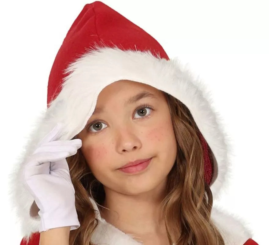 Disfraz de Mamá Noel en vestido con capucha para niña