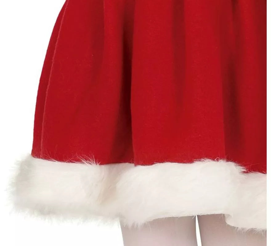 Disfraz de Mamá Noel en vestido con capucha para niña