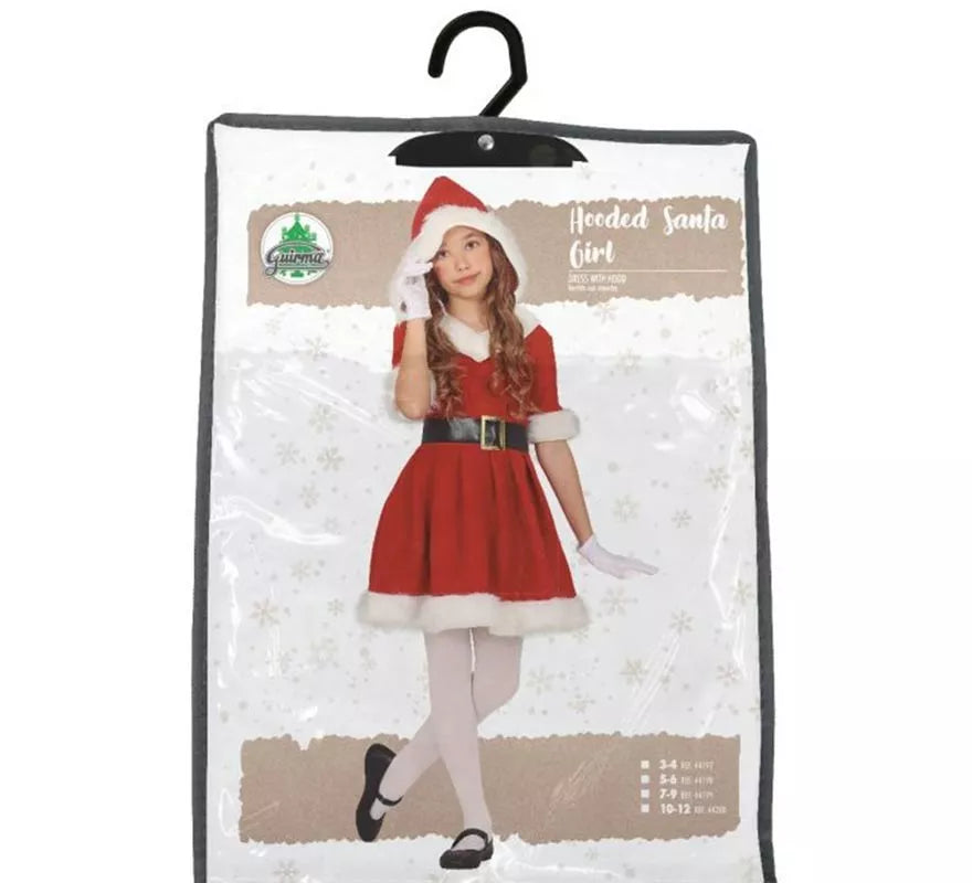 Translation missing: en.Disfraz de Mamá Noel en vestido con capucha para niña