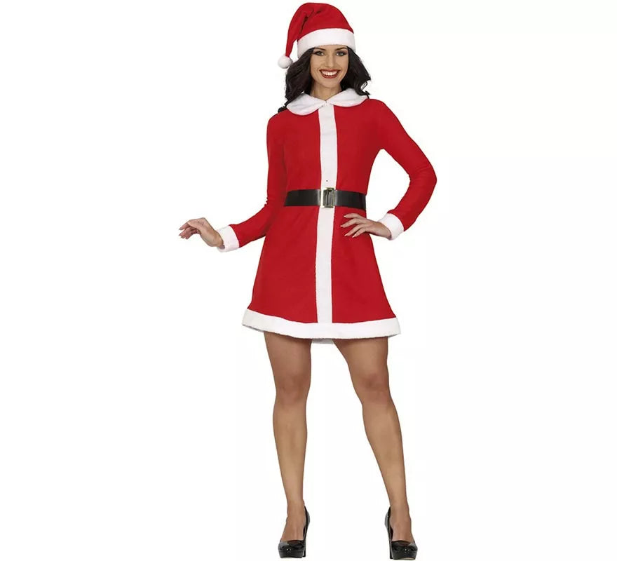 Disfraz de Mamá Noel en vestido con cuello para mujer