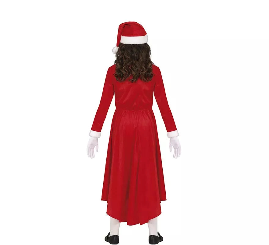 Disfraz de Mamá Noel en vestido largo para niña